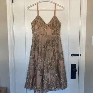 Lulus Nude & Gold Sequin Dress